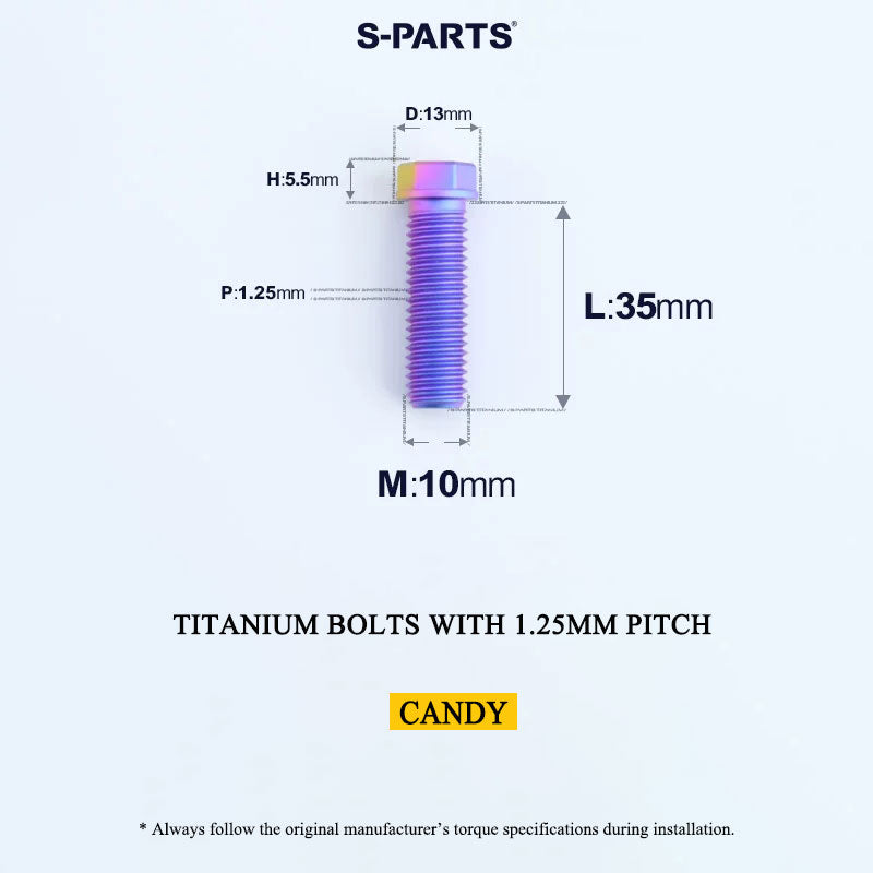 M10x20-55mm Titanium Bolts with 1.25mm Pitch For Motorcycle