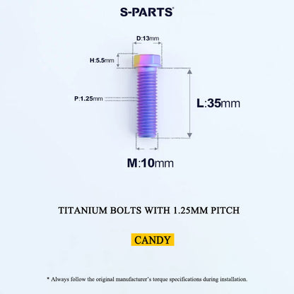 M10x20-55mm Titanium Bolts with 1.25mm Pitch For Motorcycle
