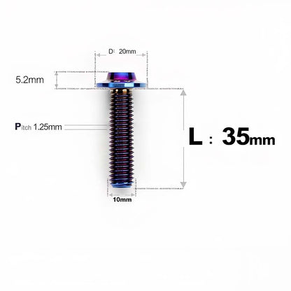 M10x20-65mm Titanium Torx Bolts with 1.25mm Pitch For Motorcycle