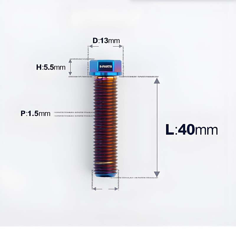 M10x20-60mm Titanium Bolts with 1.5mm Pitch For Motorcycle