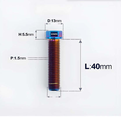 M10x20-60mm Titanium Bolts with 1.5mm Pitch For Motorcycle