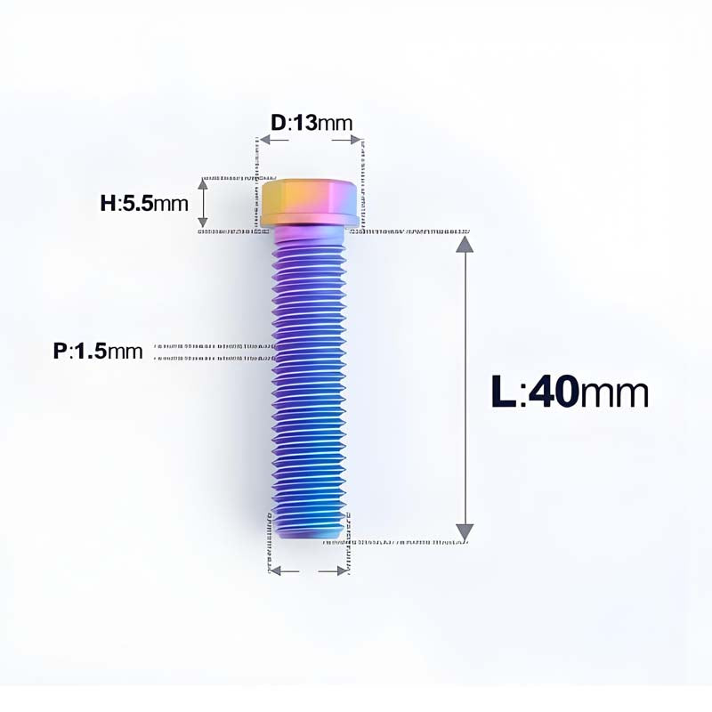 M10x20-60mm Titanium Bolts with 1.5mm Pitch For Motorcycle