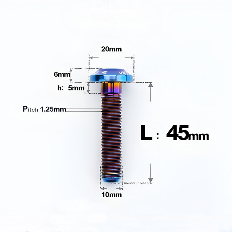 M10x20-65mm Titanium Torx Bolts with 1.5mm Pitch For Motorcycle