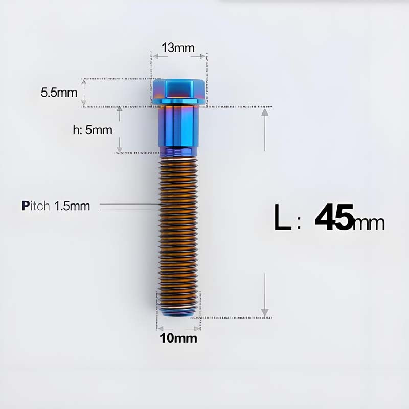 M10x20-60mm Titanium Bolts with 1.5mm Pitch For Motorcycle
