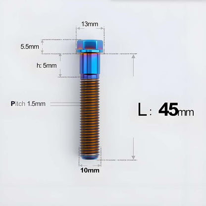 M10x20-60mm Titanium Bolts with 1.5mm Pitch For Motorcycle