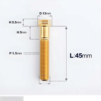 M10x20-60mm Titanium Bolts with 1.5mm Pitch For Motorcycle