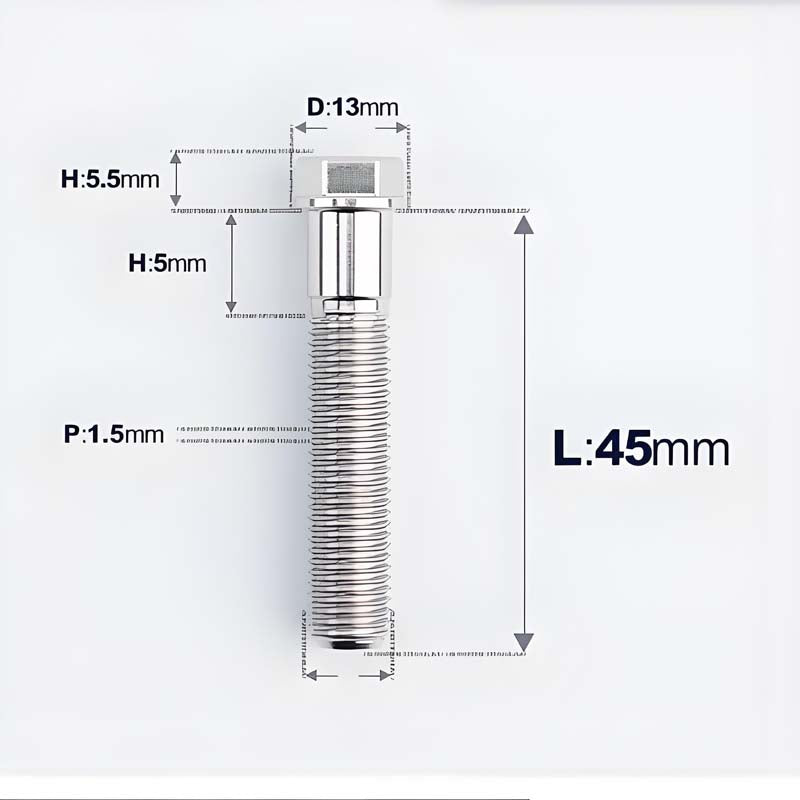 M10x20-60mm Titanium Bolts with 1.5mm Pitch For Motorcycle