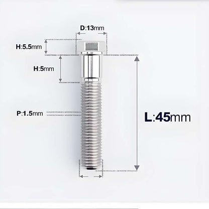 M10x20-60mm Titanium Bolts with 1.5mm Pitch For Motorcycle