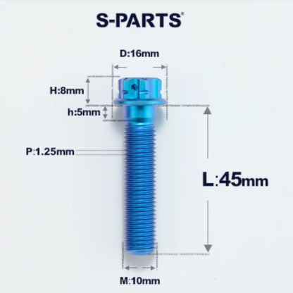 M10x45-80mm Titanium Motorcycle Bolts with 1.25mm Pitch