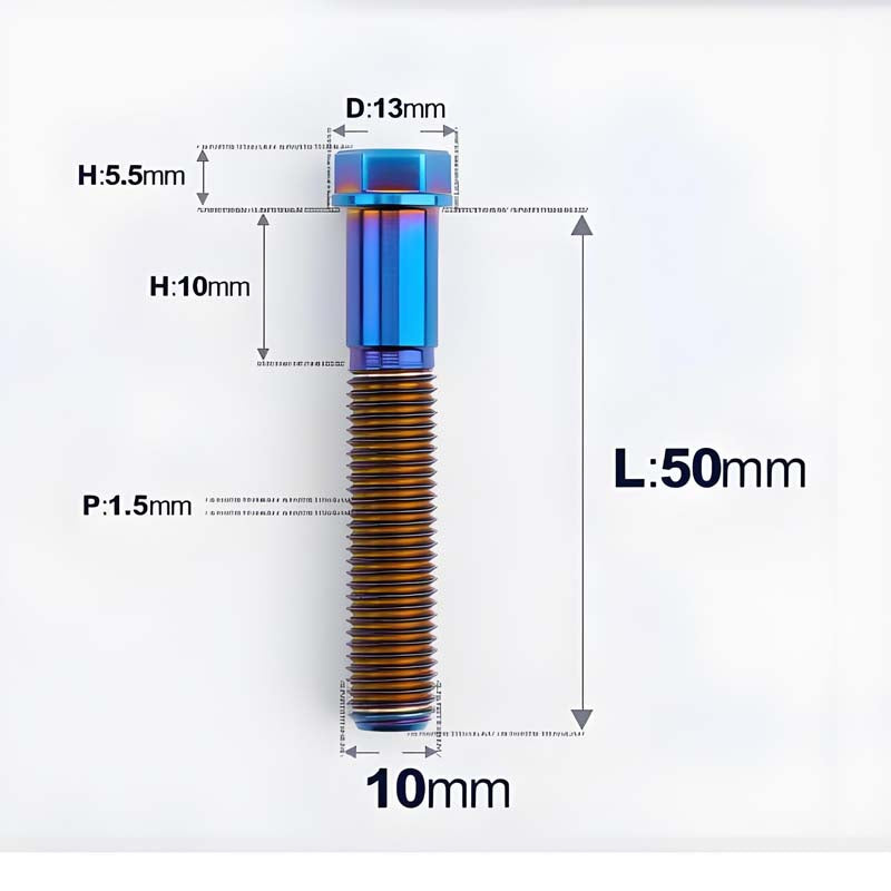 M10x20-60mm Titanium Bolts with 1.5mm Pitch For Motorcycle