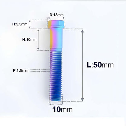 M10x20-60mm Titanium Bolts with 1.5mm Pitch For Motorcycle