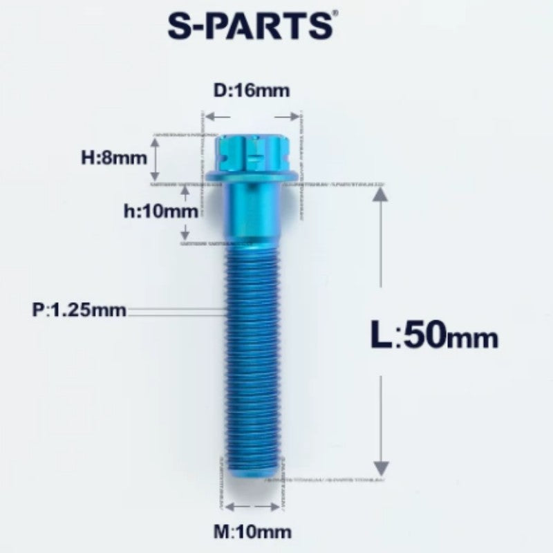 M10x45-80mm Titanium Motorcycle Bolts with 1.25mm Pitch