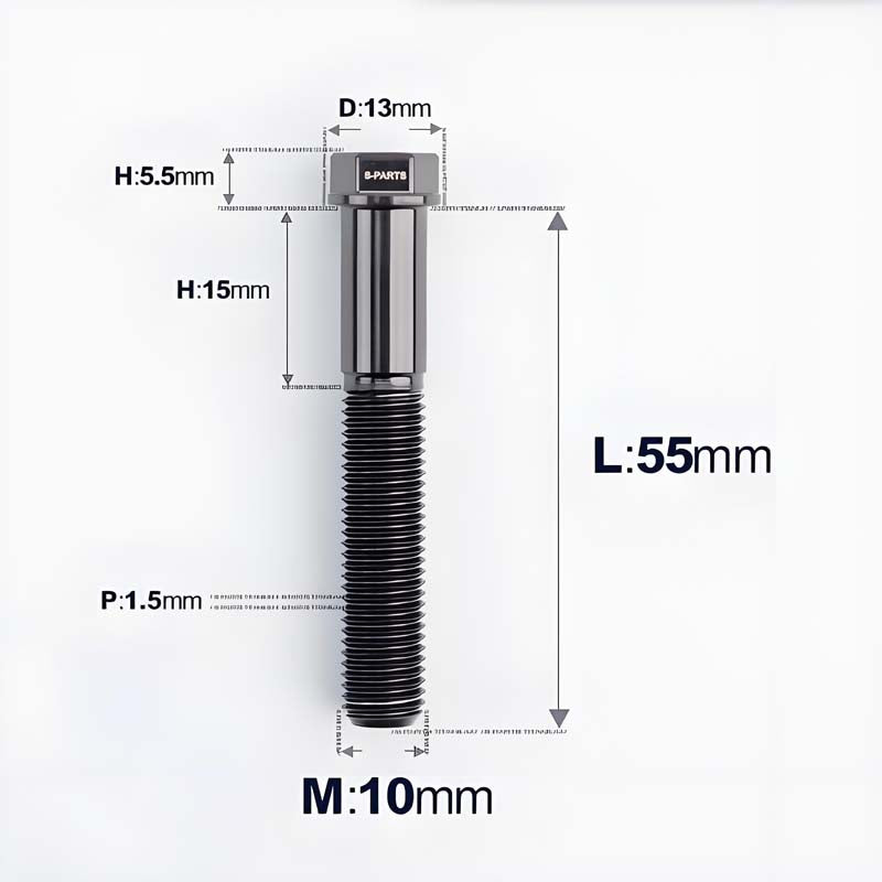 M10x20-60mm Titanium Bolts with 1.5mm Pitch For Motorcycle
