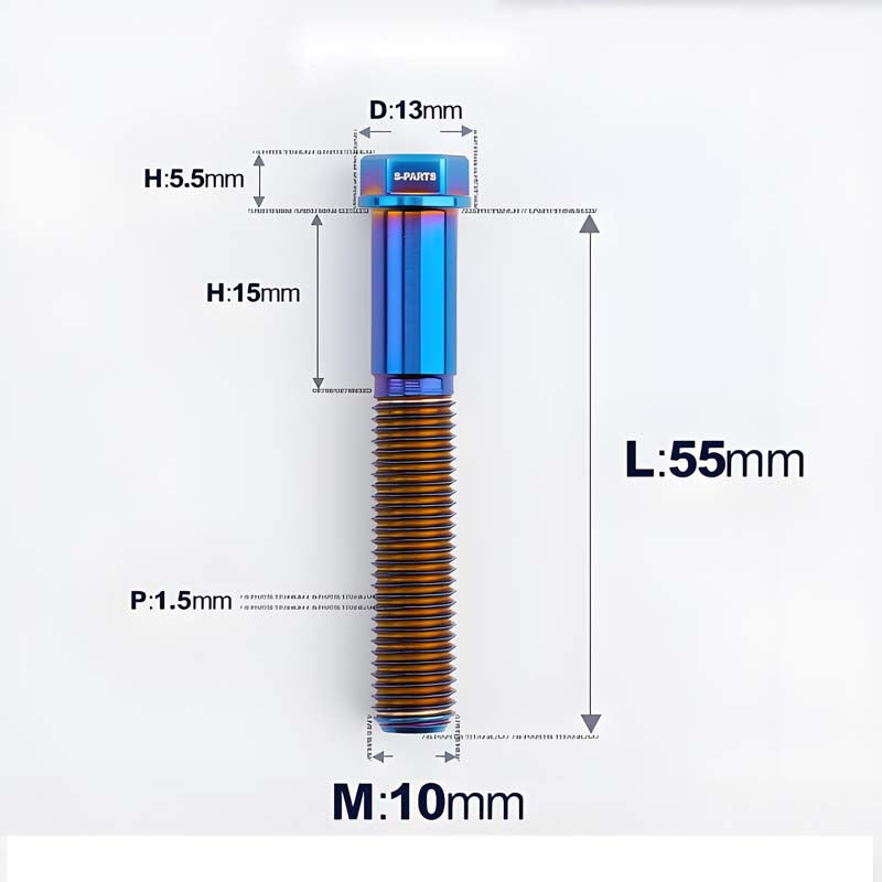 M10x20-60mm Titanium Bolts with 1.5mm Pitch For Motorcycle