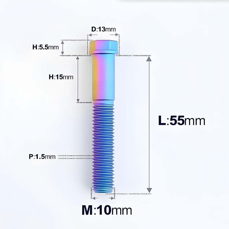 M10x20-60mm Titanium Bolts with 1.5mm Pitch For Motorcycle