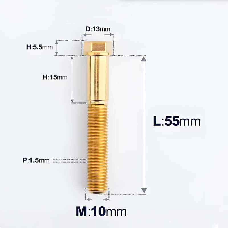 M10x20-60mm Titanium Bolts with 1.5mm Pitch For Motorcycle