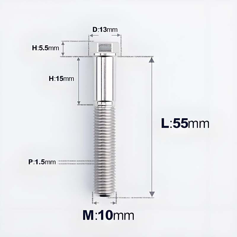 M10x20-60mm Titanium Bolts with 1.5mm Pitch For Motorcycle
