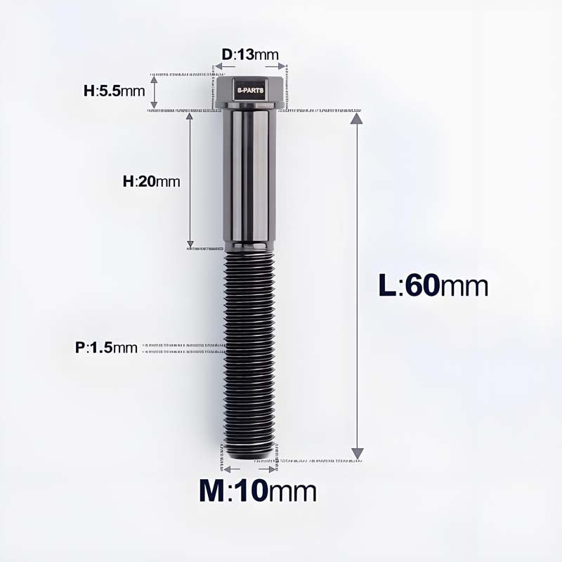 M10x20-60mm Titanium Bolts with 1.5mm Pitch For Motorcycle
