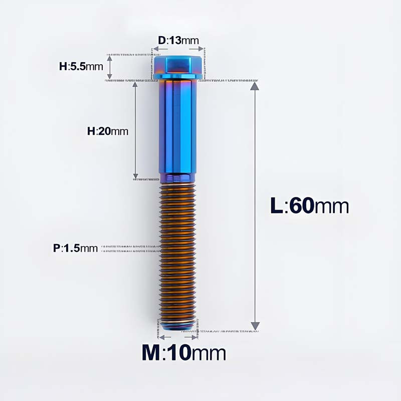 M10x20-60mm Titanium Bolts with 1.5mm Pitch For Motorcycle