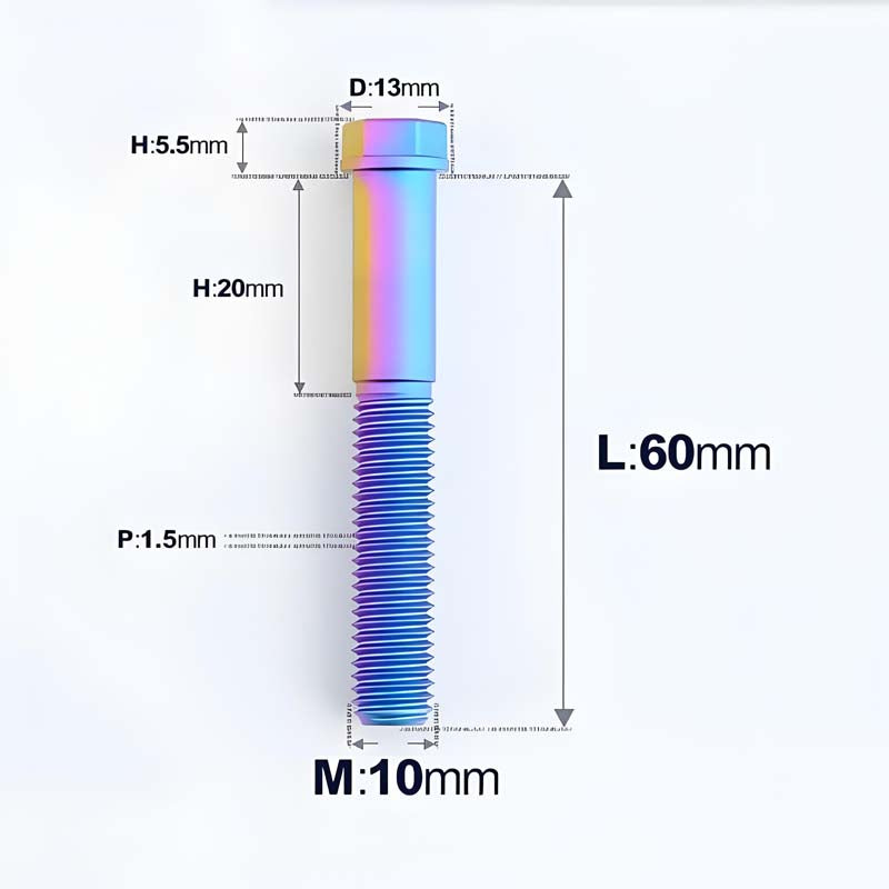 M10x20-60mm Titanium Bolts with 1.5mm Pitch For Motorcycle