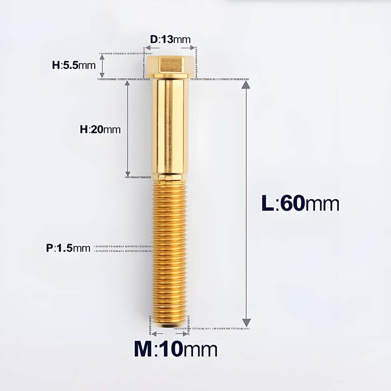 M10x20-60mm Titanium Bolts with 1.5mm Pitch For Motorcycle