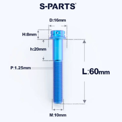 M10x45-80mm Titanium Motorcycle Bolts with 1.25mm Pitch