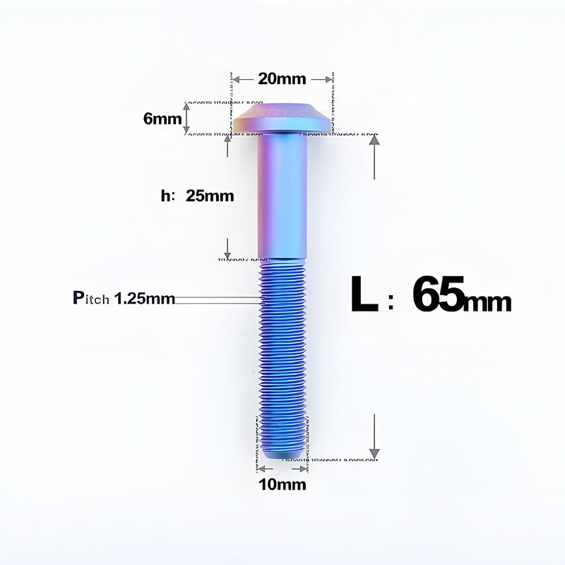 M10x20-65mm Titanium Torx Bolts with 1.5mm Pitch For Motorcycle