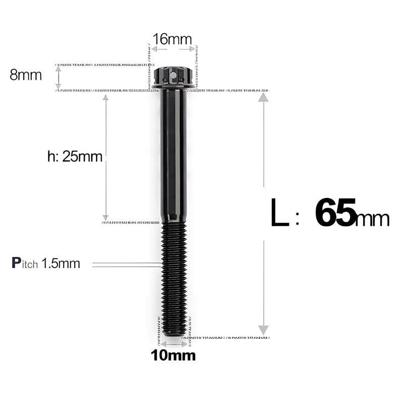 M10x65-120mm Titanium Motorcycle Bolts with 1.5mm Pitch