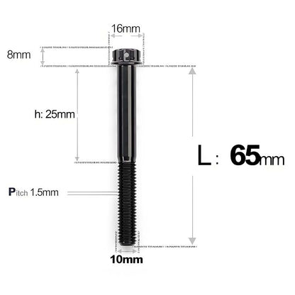 M10x65-120mm Titanium Motorcycle Bolts with 1.5mm Pitch