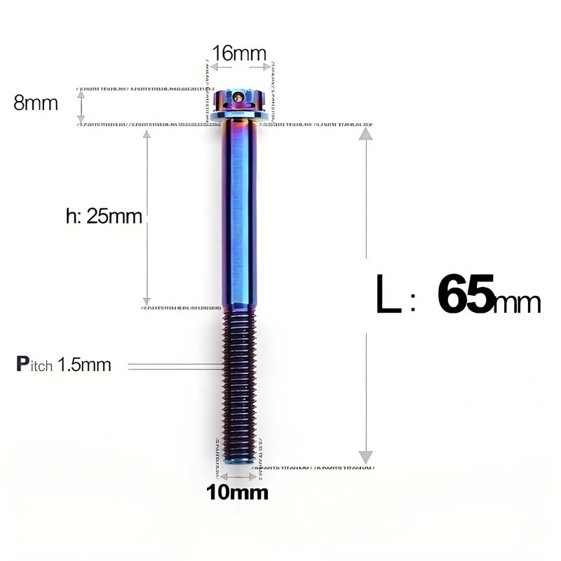 M10x65-120mm Titanium Motorcycle Bolts with 1.5mm Pitch