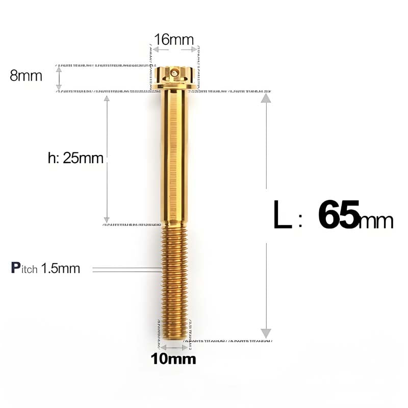 M10x65-120mm Titanium Motorcycle Bolts with 1.5mm Pitch