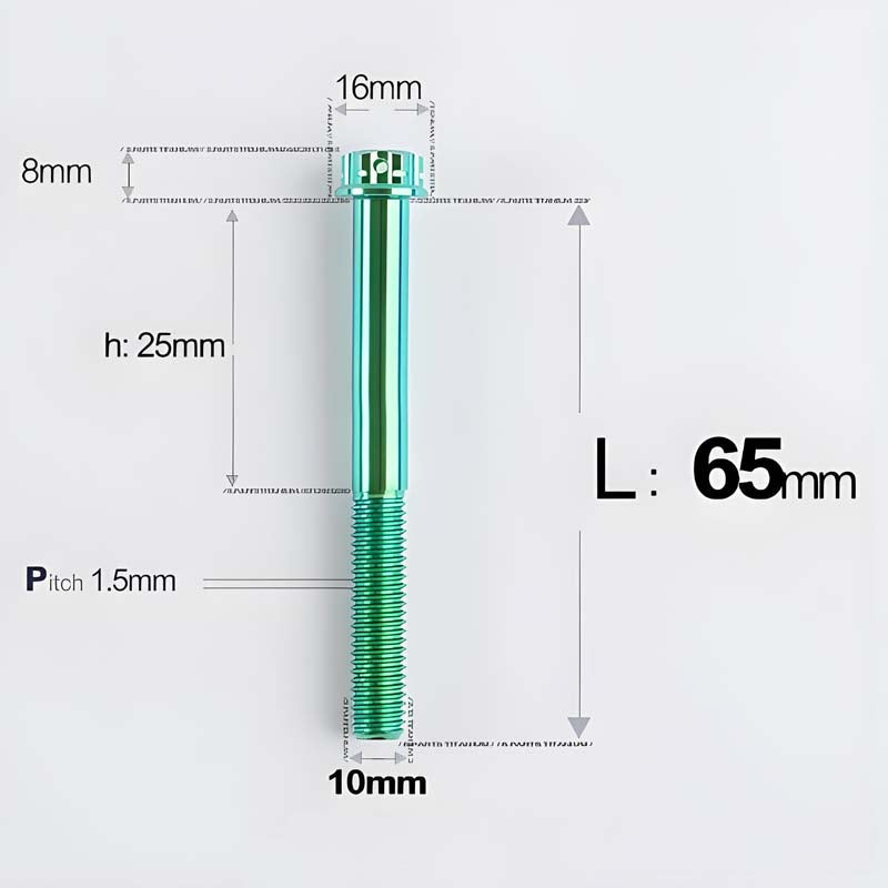 M10x65-120mm Titanium Motorcycle Bolts with 1.5mm Pitch