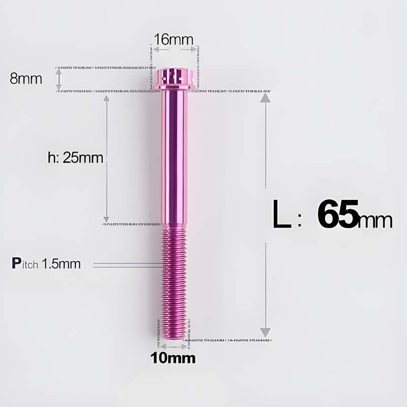 M10x65-120mm Titanium Motorcycle Bolts with 1.5mm Pitch