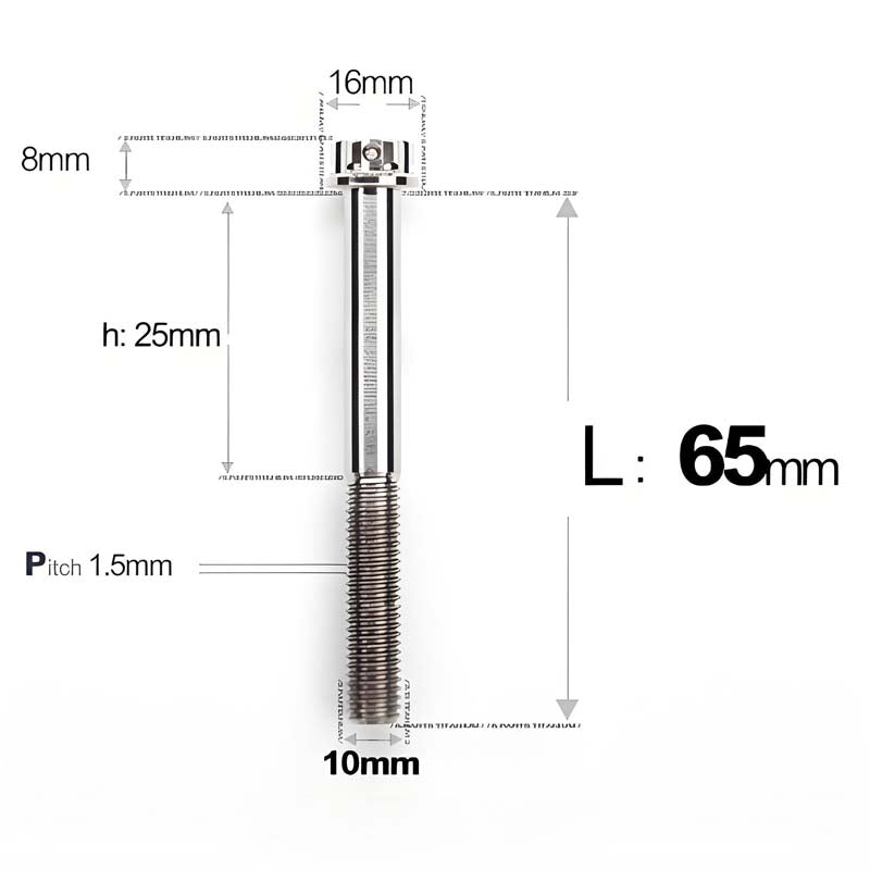 M10x65-120mm Titanium Motorcycle Bolts with 1.5mm Pitch