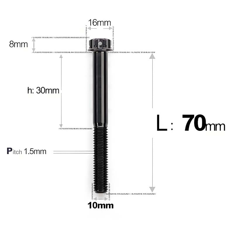 M10x65-120mm Titanium Motorcycle Bolts with 1.5mm Pitch