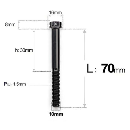 M10x65-120mm Titanium Motorcycle Bolts with 1.5mm Pitch