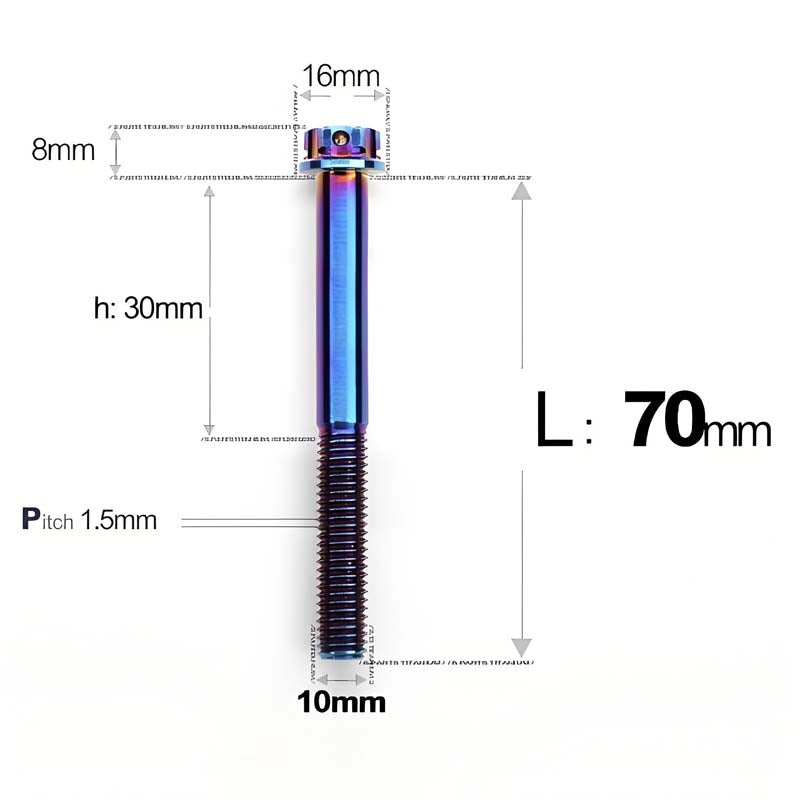 M10x65-120mm Titanium Motorcycle Bolts with 1.5mm Pitch
