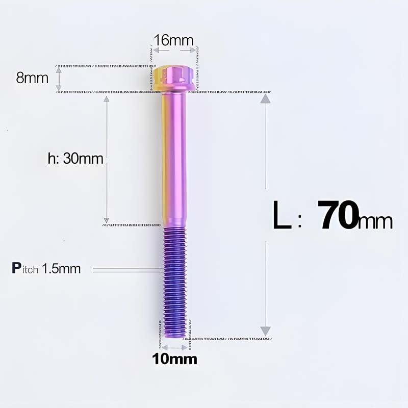 M10x65-120mm Titanium Motorcycle Bolts with 1.5mm Pitch