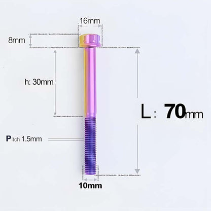 M10x65-120mm Titanium Motorcycle Bolts with 1.5mm Pitch