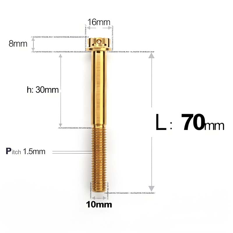 M10x65-120mm Titanium Motorcycle Bolts with 1.5mm Pitch