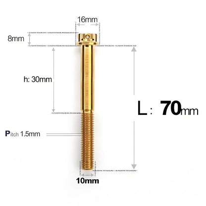 M10x65-120mm Titanium Motorcycle Bolts with 1.5mm Pitch