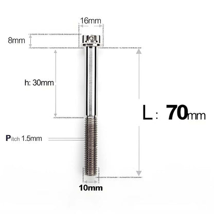 M10x65-120mm Titanium Motorcycle Bolts with 1.5mm Pitch