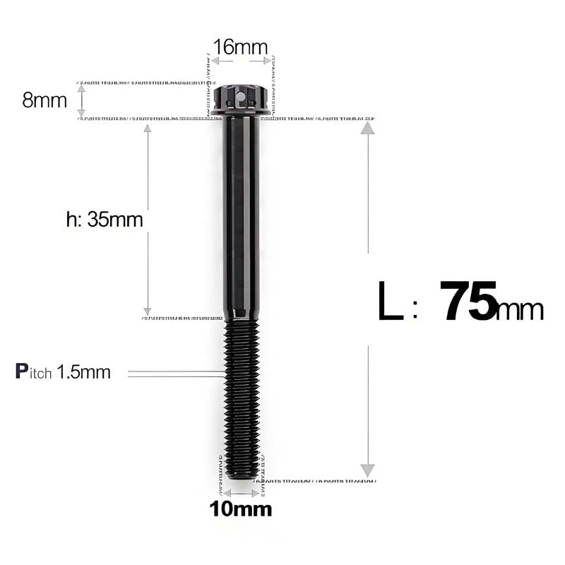 M10x65-120mm Titanium Motorcycle Bolts with 1.5mm Pitch