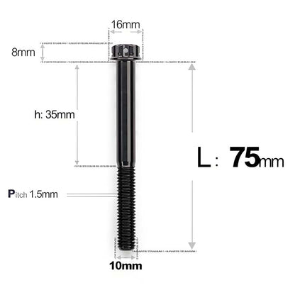 M10x65-120mm Titanium Motorcycle Bolts with 1.5mm Pitch