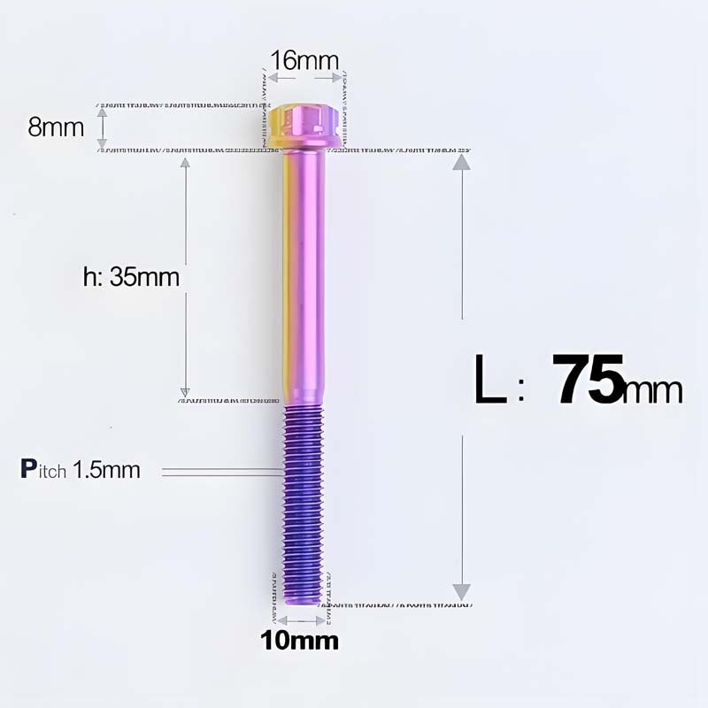 M10x65-120mm Titanium Motorcycle Bolts with 1.5mm Pitch