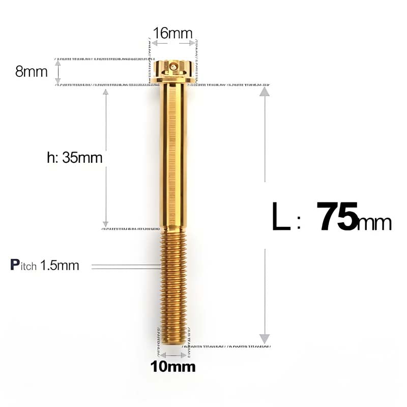 M10x65-120mm Titanium Motorcycle Bolts with 1.5mm Pitch