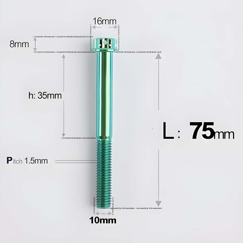 M10x65-120mm Titanium Motorcycle Bolts with 1.5mm Pitch