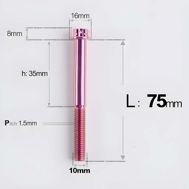 M10x65-120mm Titanium Motorcycle Bolts with 1.5mm Pitch