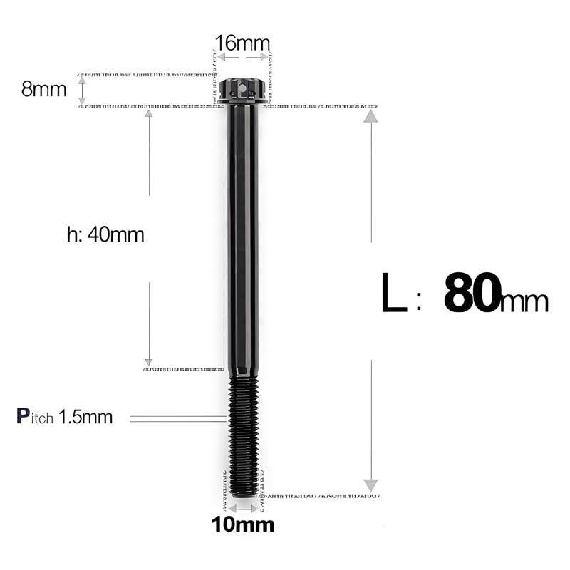 M10x65-120mm Titanium Motorcycle Bolts with 1.5mm Pitch