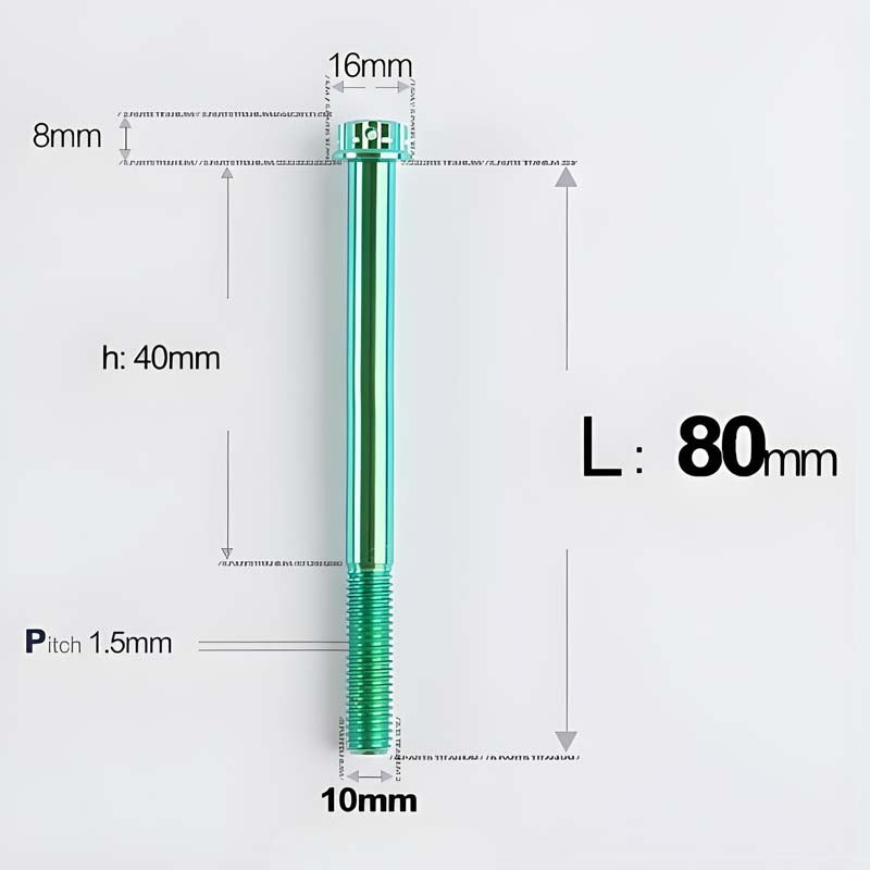 M10x65-120mm Titanium Motorcycle Bolts with 1.5mm Pitch
